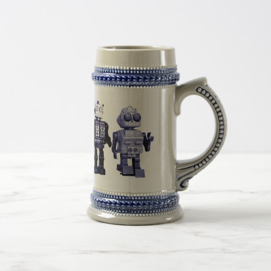 blaue Roboter Stein Bierglas (Rechts)