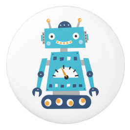 Blaue Roboter-Türknäufe für Kinder Keramikknauf