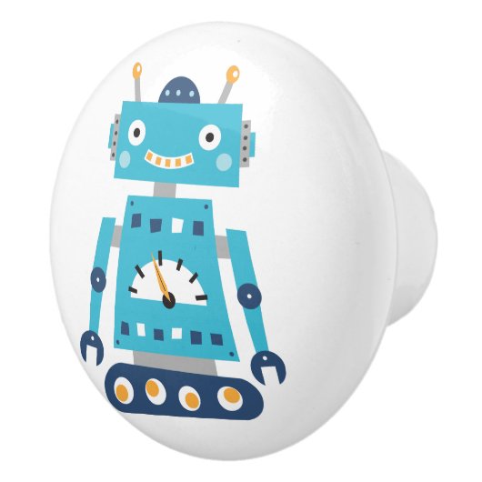 Blaue Roboter-Türknäufe für Kinder Keramikknauf (Rechts)
