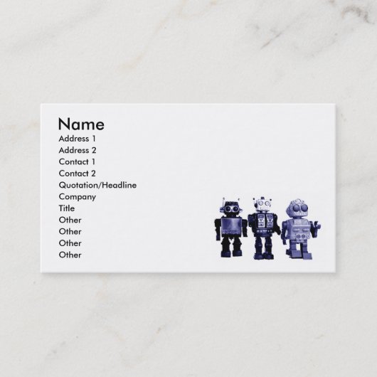 blaue Roboter Visitenkarte (Vorderseite)