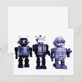 blaue Robotereinladung Einladung (Vorne/Hinten)