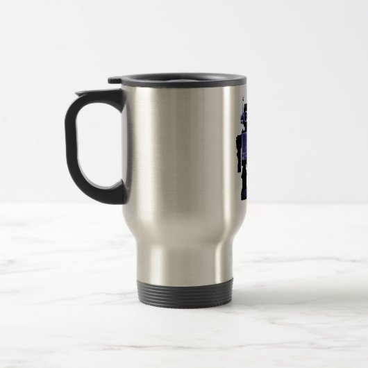 blaue Roboterreise-Tasse Reisebecher (Links)