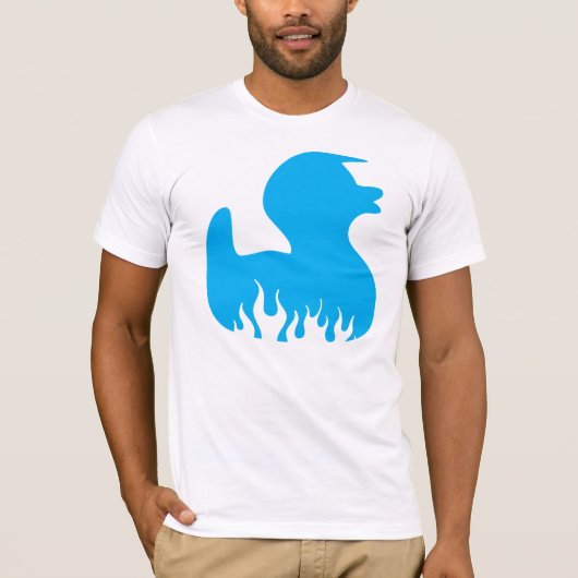 Blaue Rockabilly Ente T-Shirt (Vorderseite)