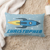 Blaue Rocket-Schiffs-Weltraum-personalisierte Lendenkissen (Decke)
