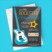 Blaue Rockstar-Geburtstagsfeier Einladung
