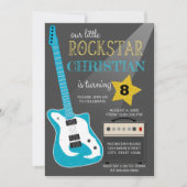 Blaue Rockstar-Geburtstagsfeier Einladung (Vorderseite)