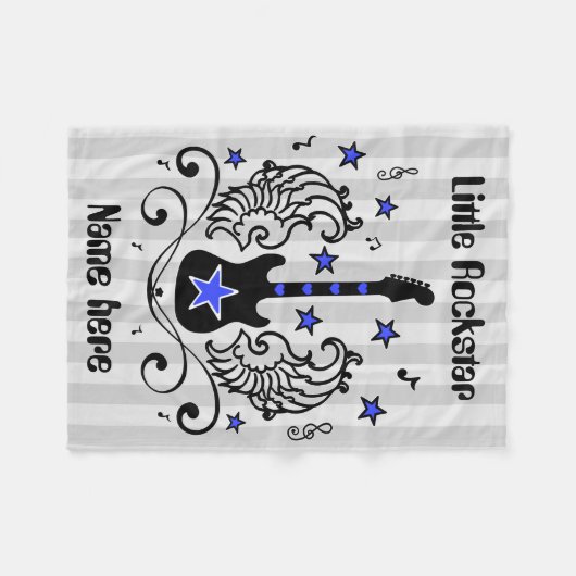 Blaue Rockstargitarre mit Flügeln Fleecedecke (Vorderseite (Horizontal))
