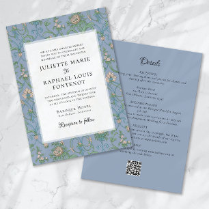 Blaue Rococo-Barock-Blumen Hochzeit Einladung