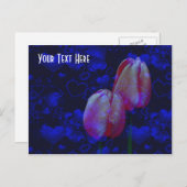 Blaue Röhrenknochen Pink Tulips - individuell eins Postkarte (Vorne/Hinten)