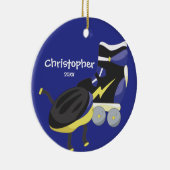 Blaue Rollen-Skate-Sport-Weihnachtsverzierung Keramik Ornament (Rechts)