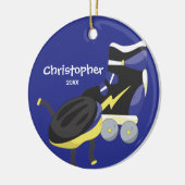 Blaue Rollen-Skate-Sport-Weihnachtsverzierung Keramik Ornament (Links)