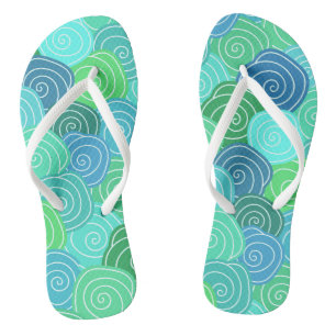 Blaue Rollkreisläufe Muster Badesandalen
