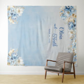 Blaue Romantik Blumen mit Gold Wandteppich (Beispiel (Horizontal))