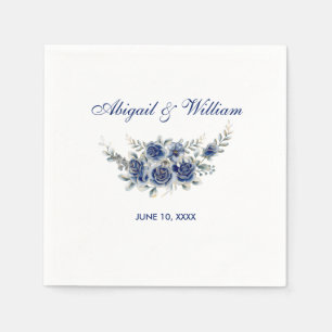 Blaue Romantische Florale Botanische Hochzeitsserv Serviette