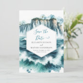 Blaue romantische Hochzeit Save The Date (Stehend Vorderseite)