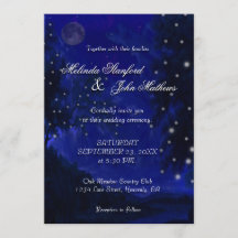 Blaue romantische Nacht der Hochzeits-Einladungs-|
