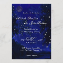 Blaue romantische Nacht der Hochzeits-Einladungs-| Einladung