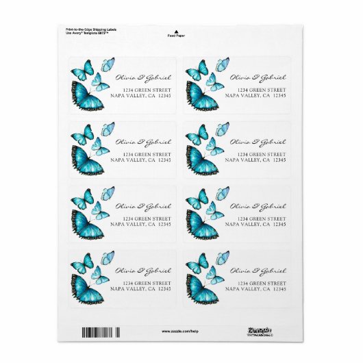 Blaue romantische Schmetterlinge. Eheschließungsad (Vorne)