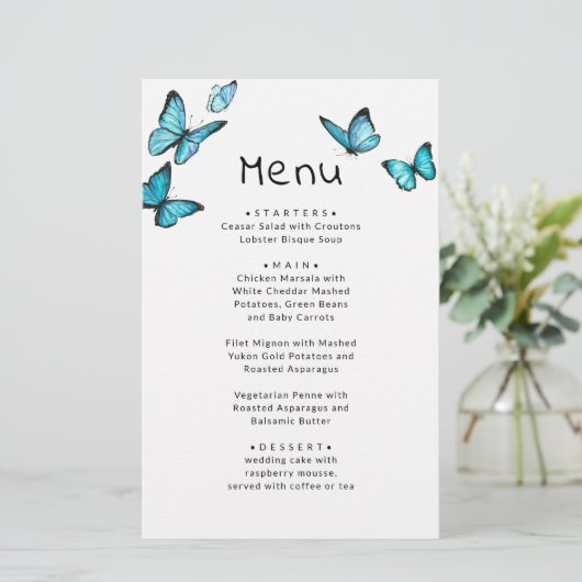 Blaue romantische Schmetterlinge. Whimsisches Hoch (Stehend Vorderseite)