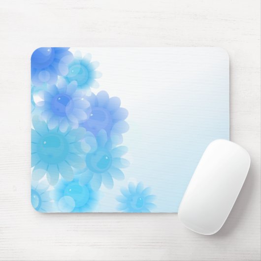 Blaue romantische Vintage Blumen Mousepad (Mit Mouse)