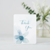 Blaue romantische Wasserfarbe Dankeskarte (Stehend Vorderseite)