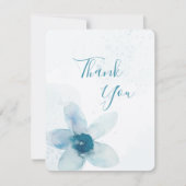 Blaue romantische Wasserfarbe Dankeskarte (Vorderseite)