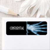 Blaue Röntgen-Skeleton Hand CONFIDENTIAL Labels (Insitu)
