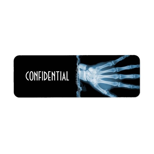 Blaue Röntgen-Skeleton Hand CONFIDENTIAL Labels (Vorne)