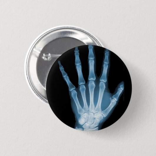 Blaue Röntgenstrahl-Skelett-Hand Button (Vorne & Hinten)