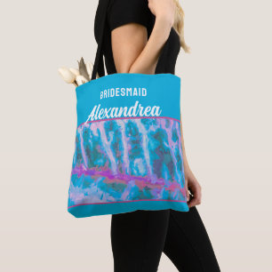 Blaue Rosa Aquarell-Brautjungfer Elegant Maßgeschn Tasche