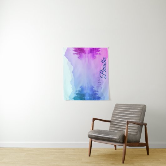 Blaue Rosa Berge Waldlandschaft Atmen Sie ein Wandteppich (Beispiel)