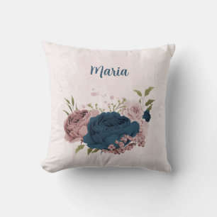 Blaue rosa Blume Kissen