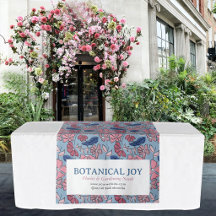 Blaue rosa Blumen-Pop-Up-Shop-Tischläufer-Schild