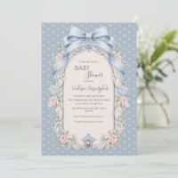 Blaue rosa Blumen Vintage-Baby-Party