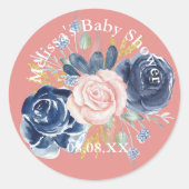 Blaue Rosa-Blütenkuchen Runder Aufkleber (Vorderseite)