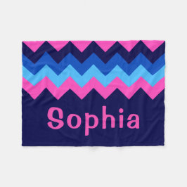 Blaue Rosa Chevron-Monogramm-Fleece-Decke klein Fleecedecke