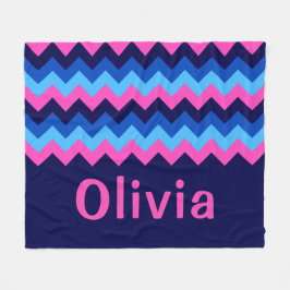 Blaue Rosa Chevron-Monogramm-Fleece-Decke mittelgr Fleecedecke