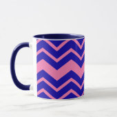 Blaue Rosa Chevron-Zickzack-Design  Tasse (Links)