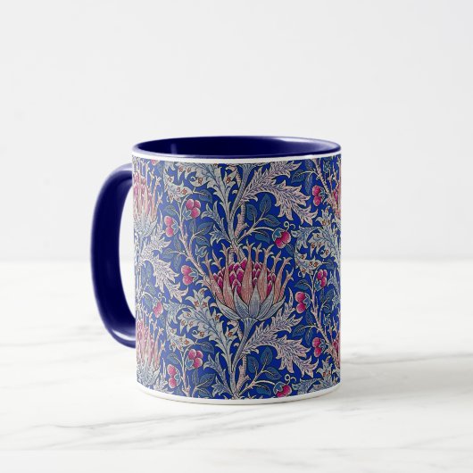 blaue rosa Distel Tasse (Vorderseite Links)