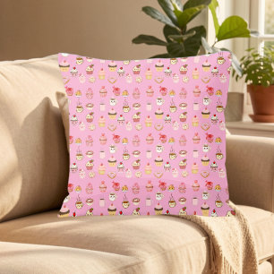 blaue rosa doppelseitiges Kaffee-Cupcake-Donut-Mus Kissen