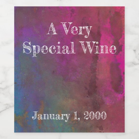 Blaue Rosa Farbe Wasserfarbe Wash Label Weinetikett (Einzelnes Label)