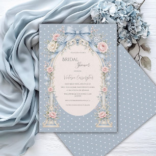 Blaue rosa florale Vintage-Gazebo-Brautjungfernpar Einladung