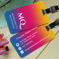 Blaue Rosa Gelbe Gradient Weiße Monogramm Anfangsb