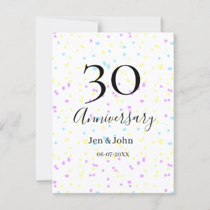 Blaue rosa gelbe Punkte 30. Jubiläum Name  Postkarte