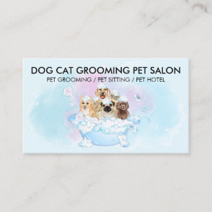Blaue Rosa Katzen Hunde Dusche Tierpfleger Visitenkarte