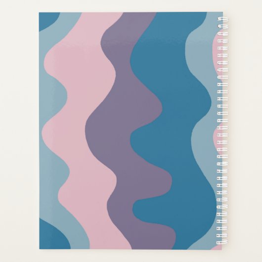 Blaue rosa Kurven Streifen farbenfroh, kühl und be Planer (Rückseite)