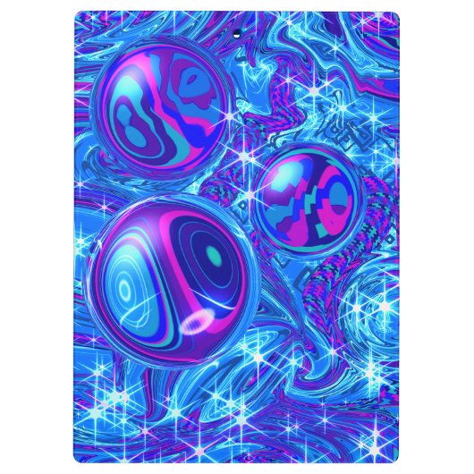 Blaue rosa lila abstrakte Kunst Klemmbrett (Rückseite)