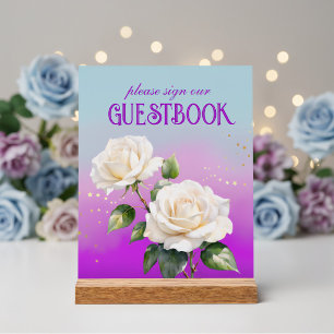 Blaue Rosa Lila Aquarell Ombre Rosen Hochzeit Acrylschild