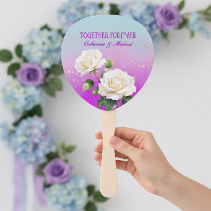 Blaue Rosa Lila Aquarell Ombre Rosen Hochzeit Fächer