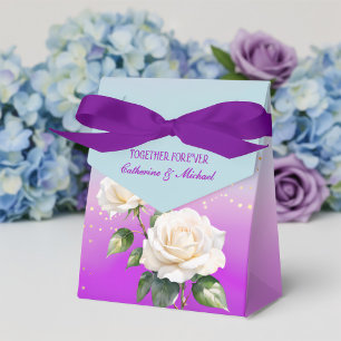 Blaue Rosa Lila Aquarell Ombre Rosen Hochzeit Geschenkschachtel